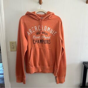 VTG Abercrombie & Fitch Logo Hoodie Sweatshirt Men’s Size M Orange Y2K 90s
